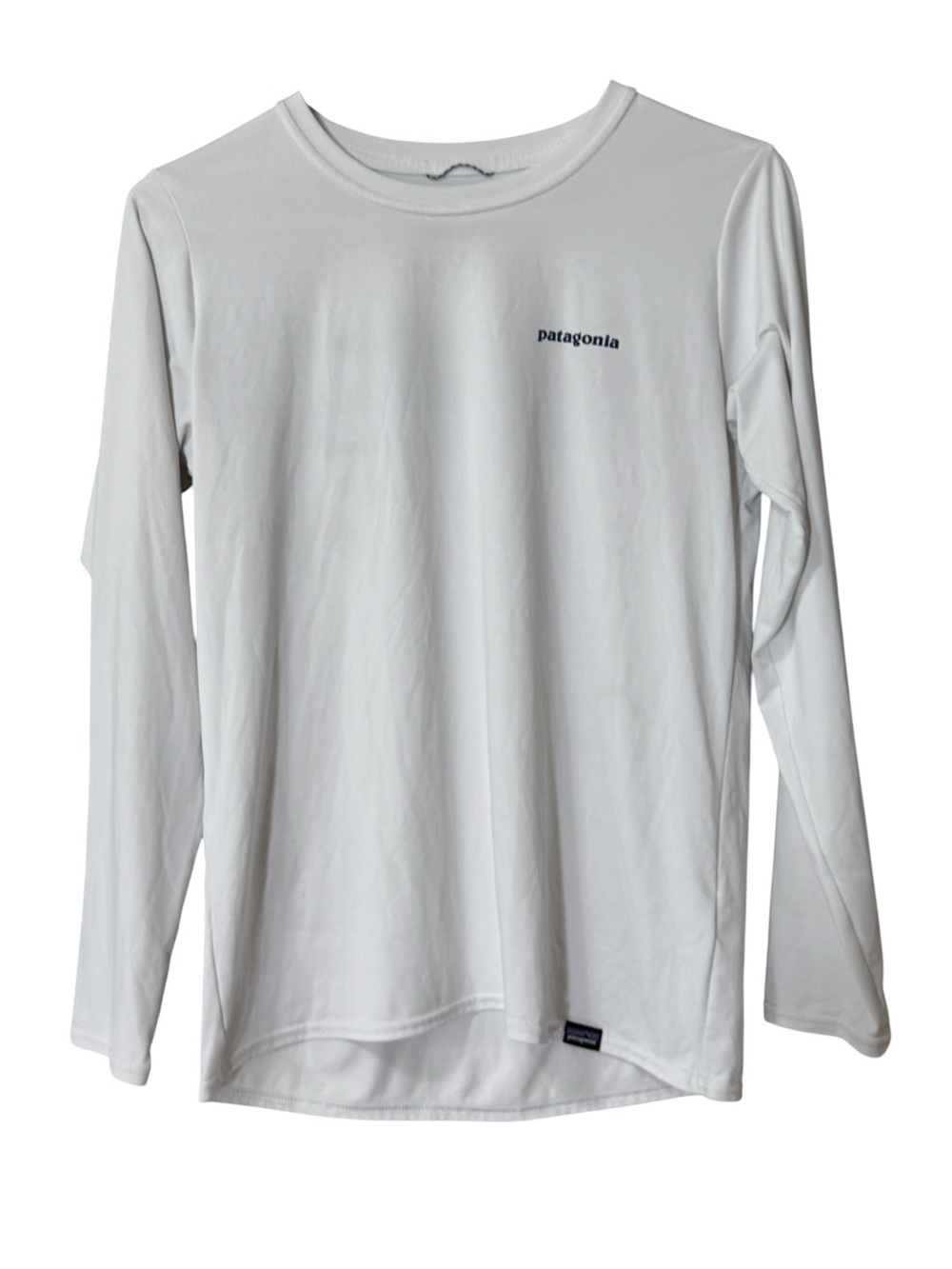 Patagonia Shirt Women Size Small White Long-Sleeved Capilene Cool Daily Graphic